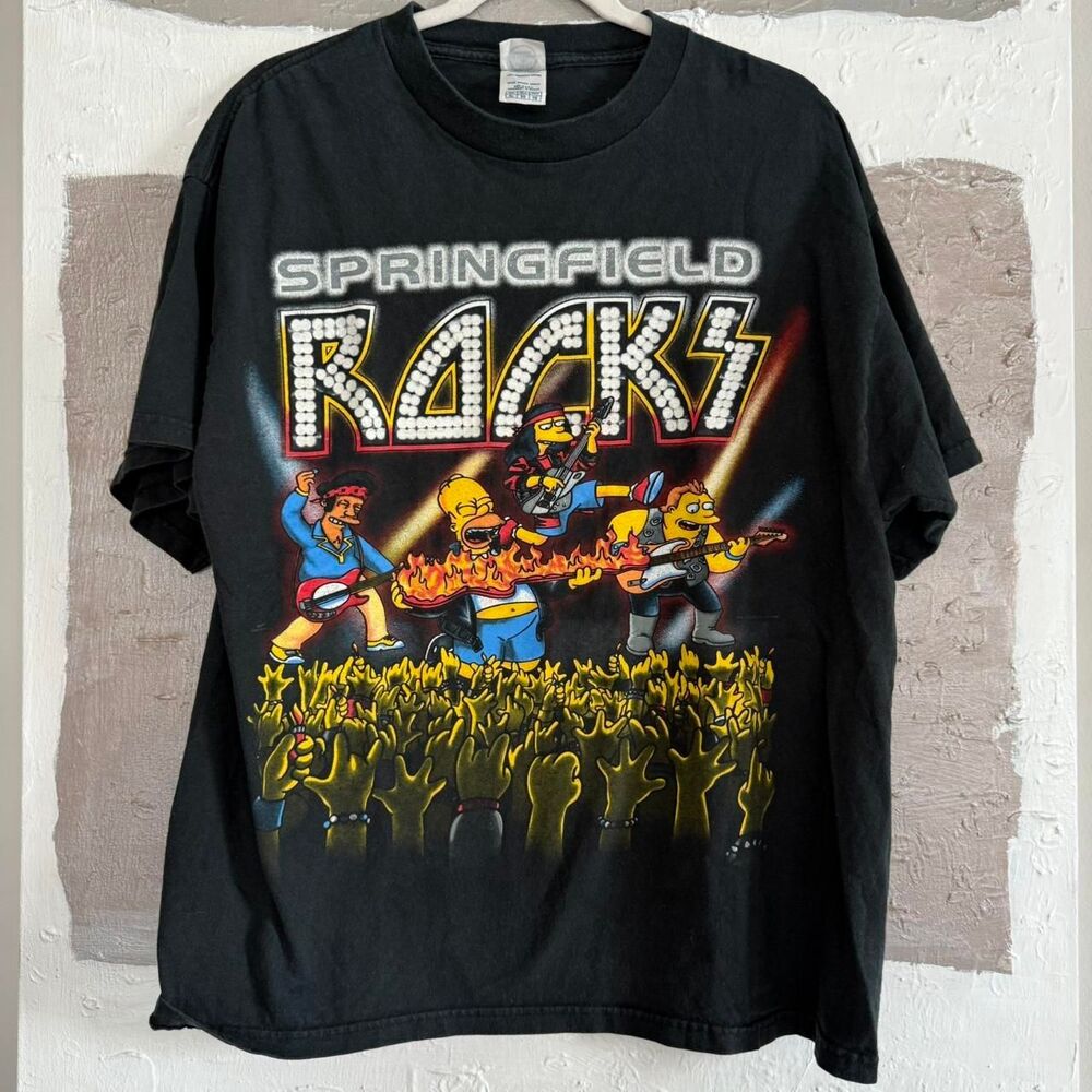 Y2K Simpsons Springfield Rock Band tee